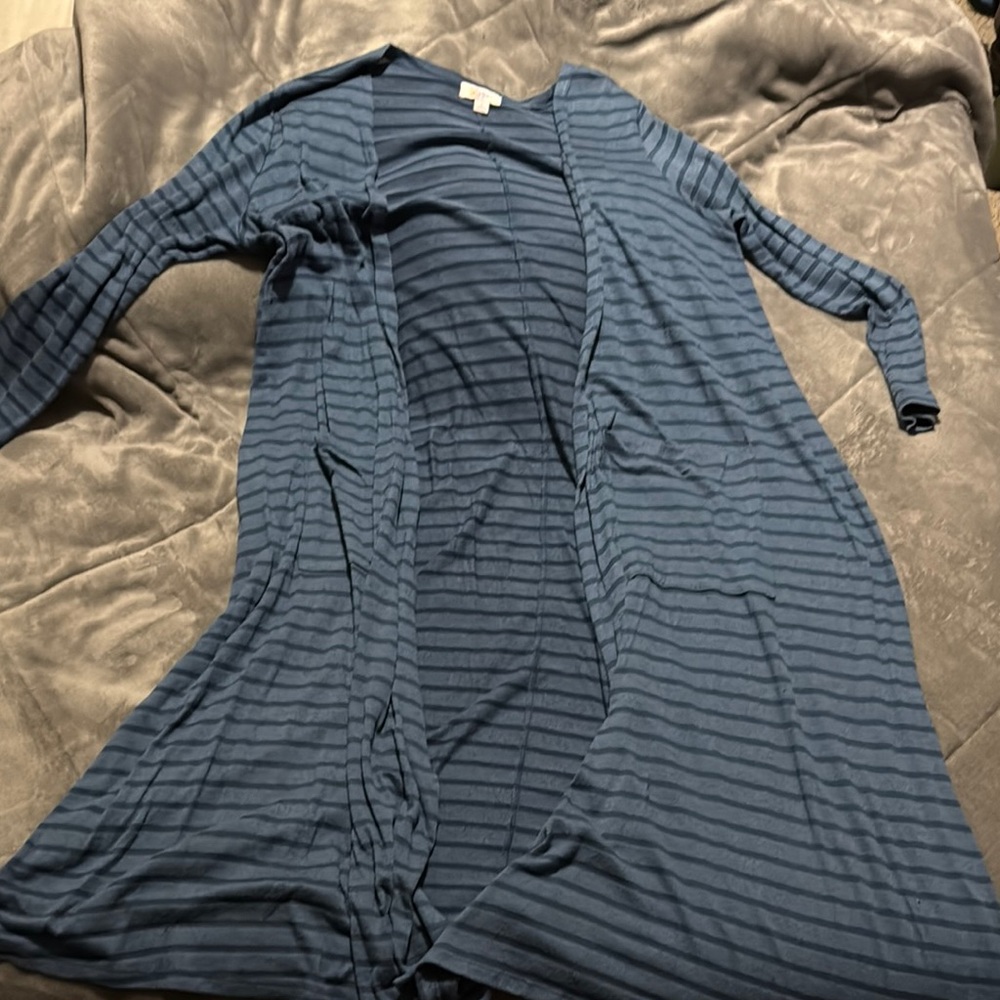 Lularoe Sarah Striped Blue Cardigan
